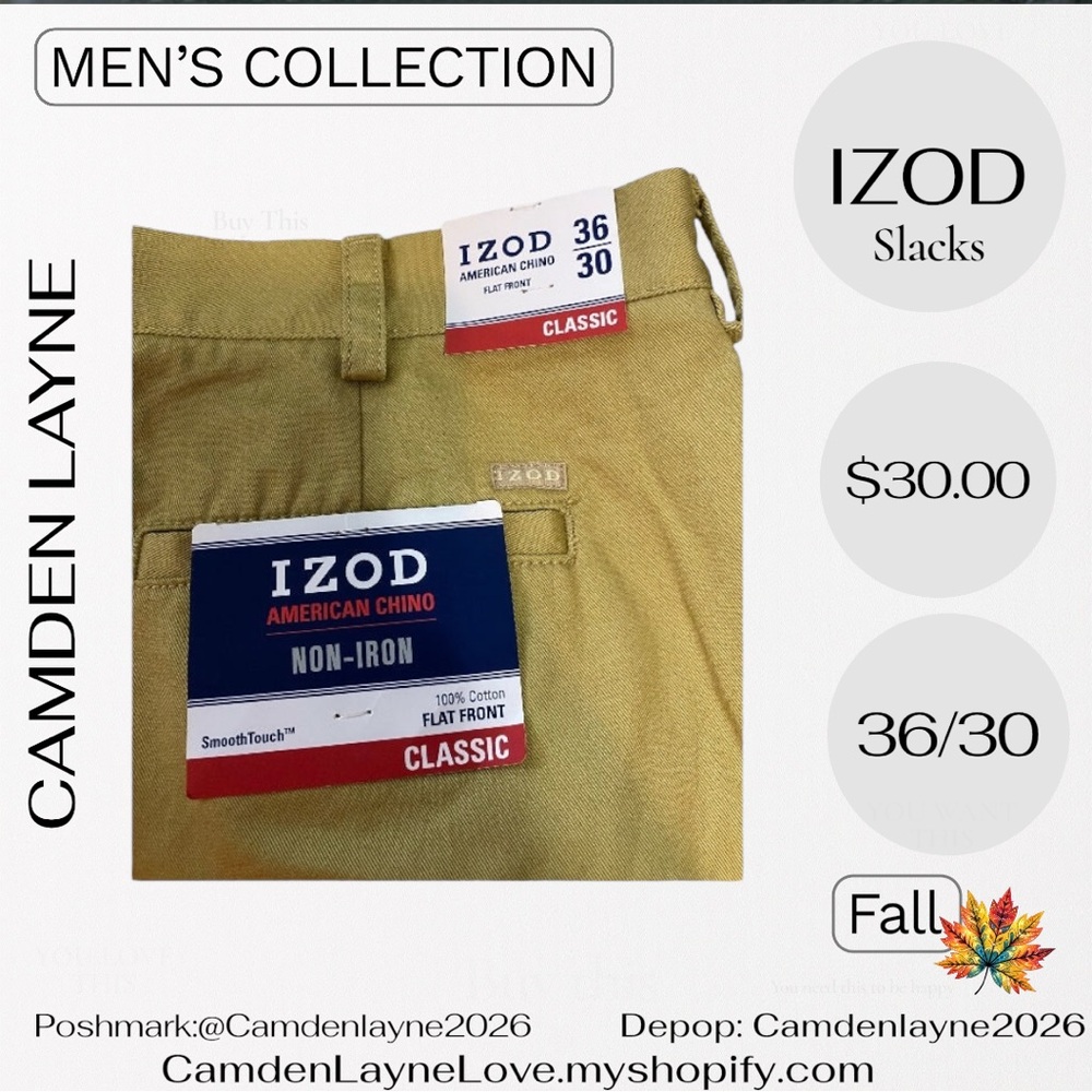 Izod Men's Khaki Chinos - Picture 7 of 9